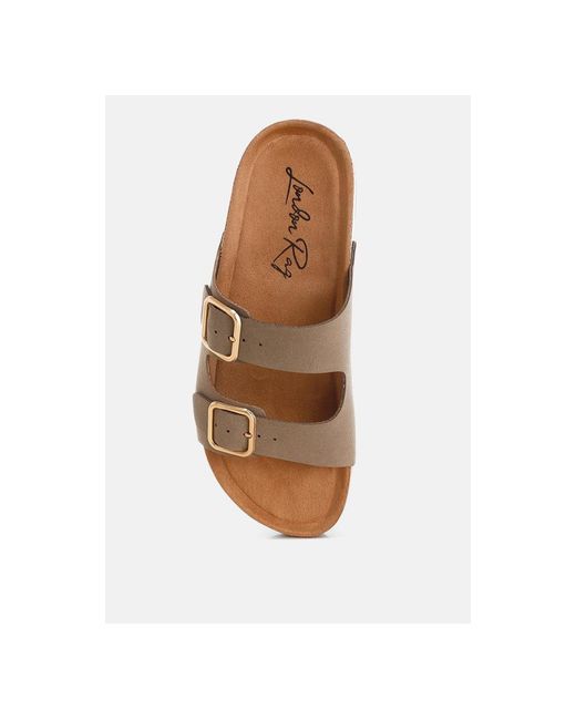 London Rag Slides LONDON RAG Gloriosa The Double Strap Slide Sandals in Brown | Lyst