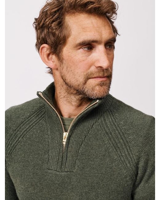 aubi Green Pelham Zip Neck Sweater for men