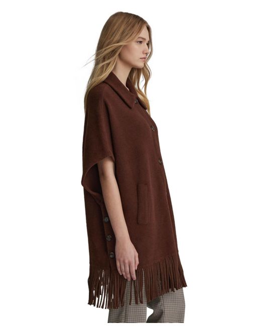 NVLT Brown Mink Eyelash Fringe Hem Cape