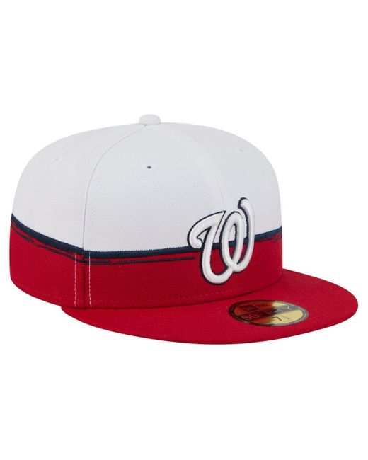 KTZ Red/white Washington Nationals Paint Stroke 59fiftyâ Fitted Hat for men