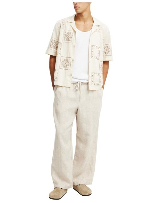 Cotton On White Super baggy Linen Pant for men