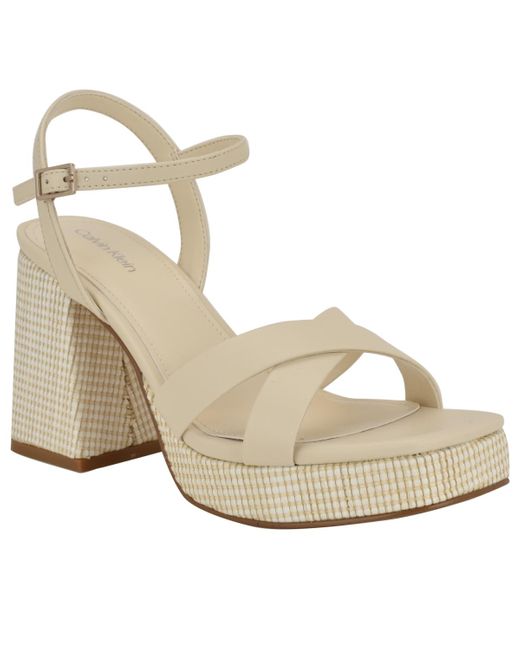 Calvin Klein Metallic Drancy Platform Block Heel Sandals