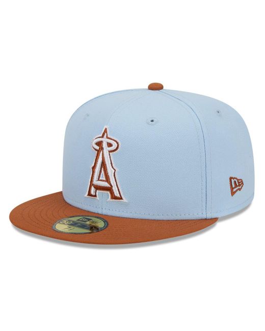KTZ Blue /brown Los Angeles Angels Spring Color Basic Two-tone 59fifty Fitted Hat for men