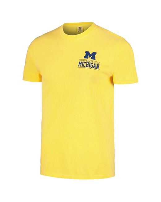 Image One Yellow Michigan Wolverines Campus Badge Comfort Colors T-shirt for men