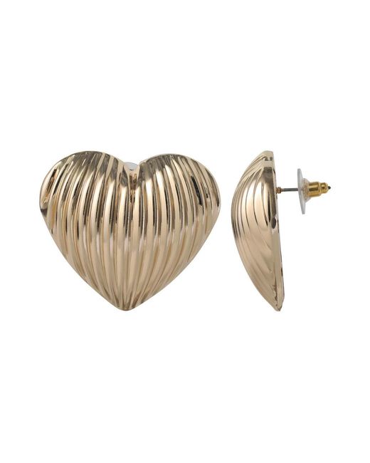 BCBGeneration Metallic Bcbg Generation Ribbed Heart Button Earrings
