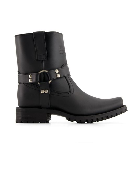 Forastero Black Leather Biker Boots for men