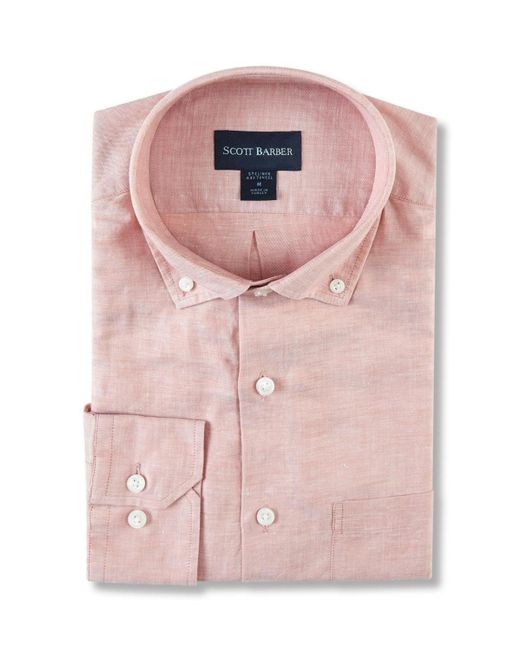 Scott Barber Pink Linen/ Twill Solid for men
