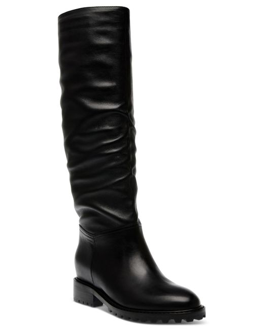 Steve Madden Black Lorayle Lug-sole Slouch Tall Boots