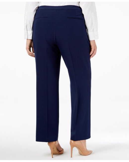 Kasper Gray Plus Size Mid Rise Straight-leg Front-zip Pants