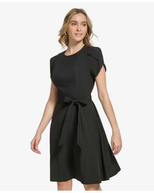 Calvin Klein Black Crewneck Short-sleeve A-line Dress