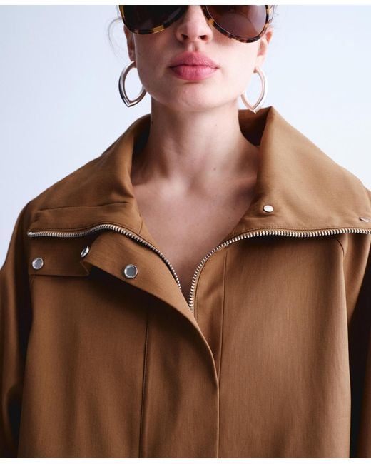 Mango Brown Selection Oversized Funnel Neck Jacket