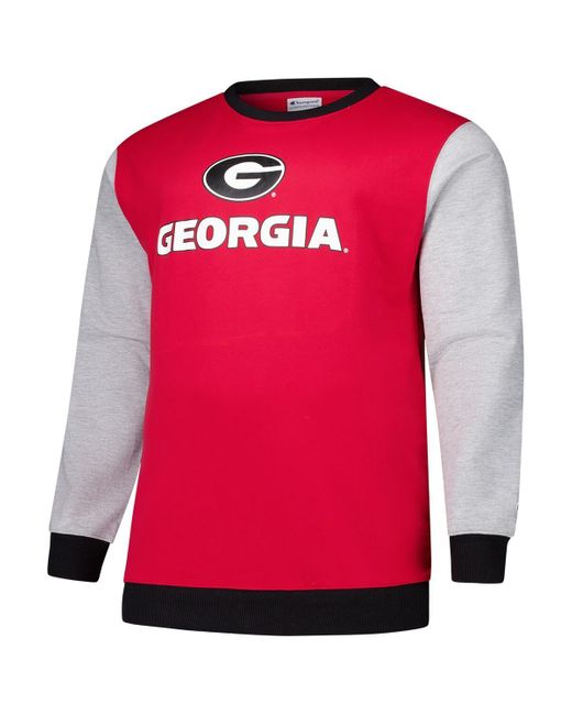 Fanatics Red Georgia Bulldogs Contrast Sleeve Large Chest Big Tall Pullover Sweatshirt for men