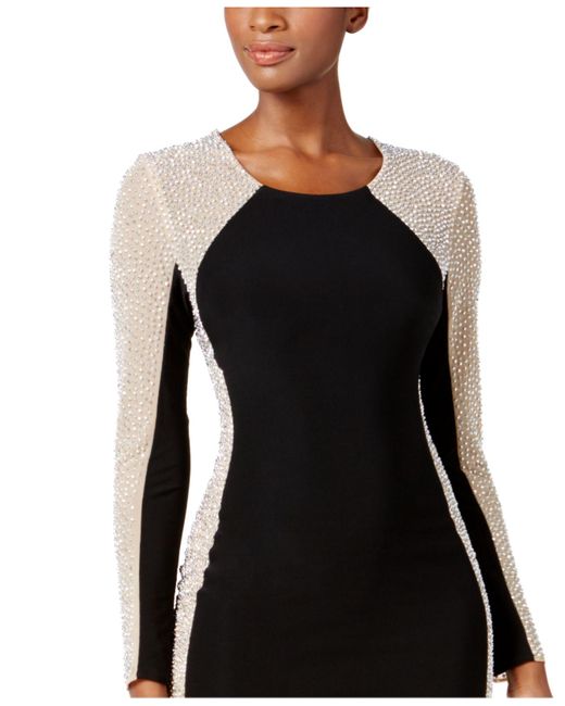 Xscape Rhinestone Illusion Gown in Black | Lyst