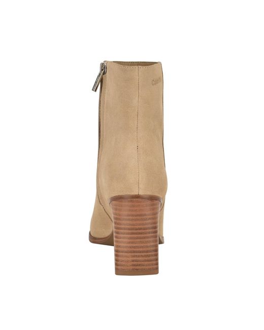 Calvin Klein Natural Dezzi High Block Heel Booties