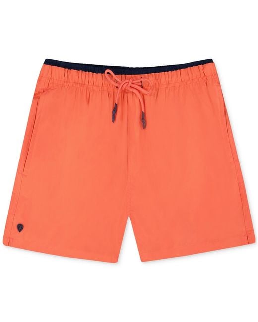 Sunset and Vine Orange Solid Woven Swim Trunks for men