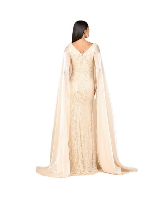 Lara Natural Beaded Gown