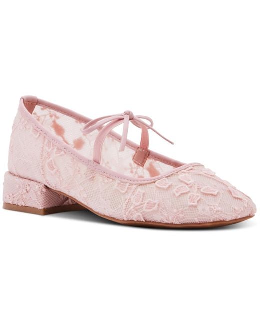 Madden Girl Pink Egret Block-heel Mary-jane Bow Ballet Flats