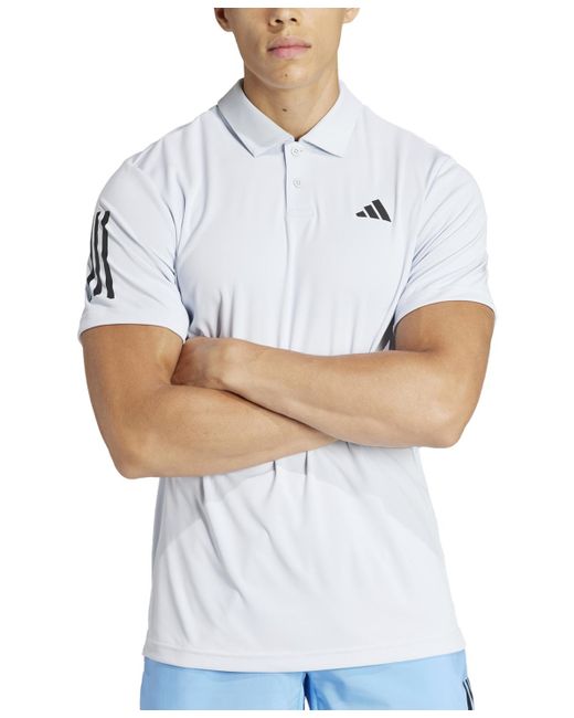 Adidas White 3-stripes Short Sleeve Performance Club Tennis Polo Shirt for men