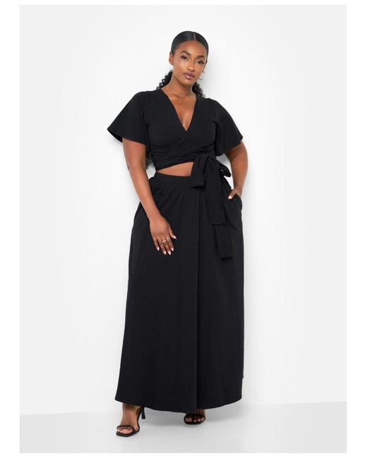 Rebdolls Black Plus Size Big Risk Wrap Around Kimono Crop Top