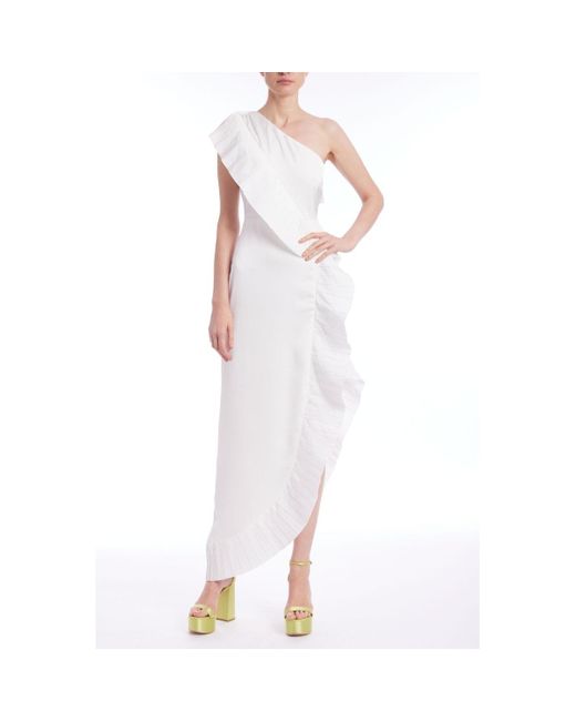 ONE33 SOCIAL White The Mercer Pleated Ruffle Gown