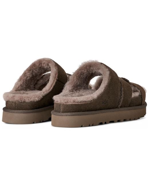 Ugg Brown Greenport Cross Strap Open Toe Slide Sandals