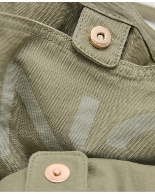 Mango Gray Eyelets Canvas Bag