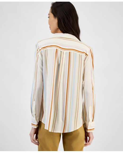 INC International Concepts Natural Printed Long-sleeve Button-down Shirt