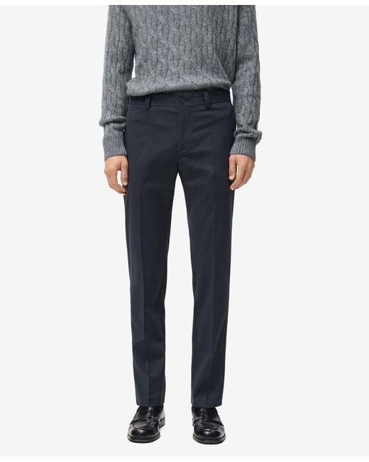 Mango Gray Regular-fit Cotton Pants for men