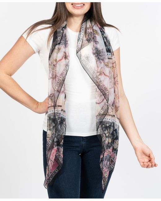Vince Camuto White Paisley Floral Square Scarf