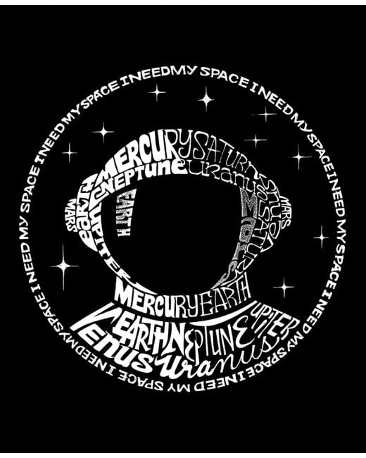 LA Pop Art Black I Need My Space Astronaut Word Art Long Sleeve T-shirt for men