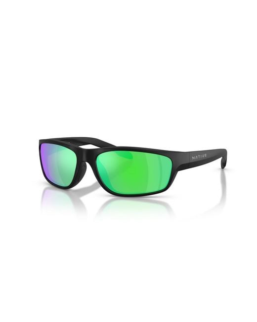Native Eyewear Green Native Polarized Rectangle Sunglasses for men