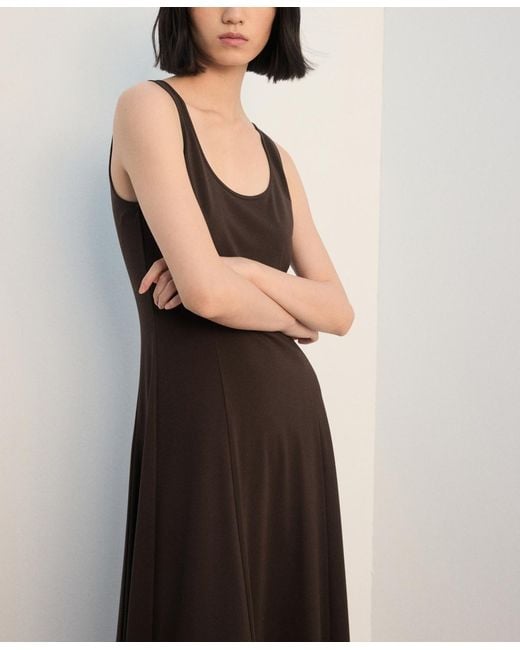 Mango Brown Flared Midi-dress