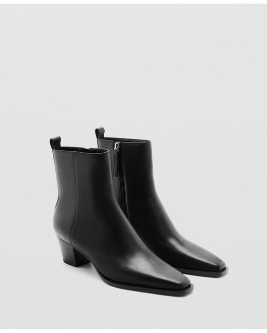 Mango black leather boots 2025