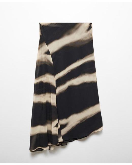 Mango Black Asymmetrical Printed Skirt