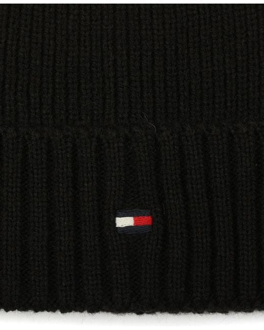 Tommy Hilfiger Black Core Flag Rib Cuff Hat for men
