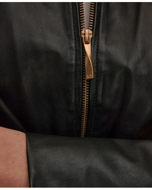 Donna Karan Black Leather Bomber Jacket