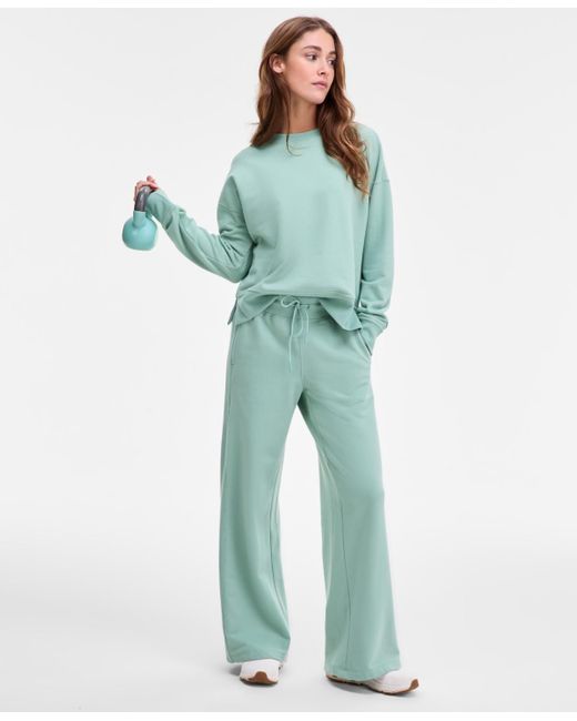 ID Ideology Green Relaxed High-rise Flare-leg Fleece Pants