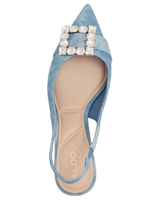 ALDO Blue Carlita Embellished Slingback Kitten-heel Pumps