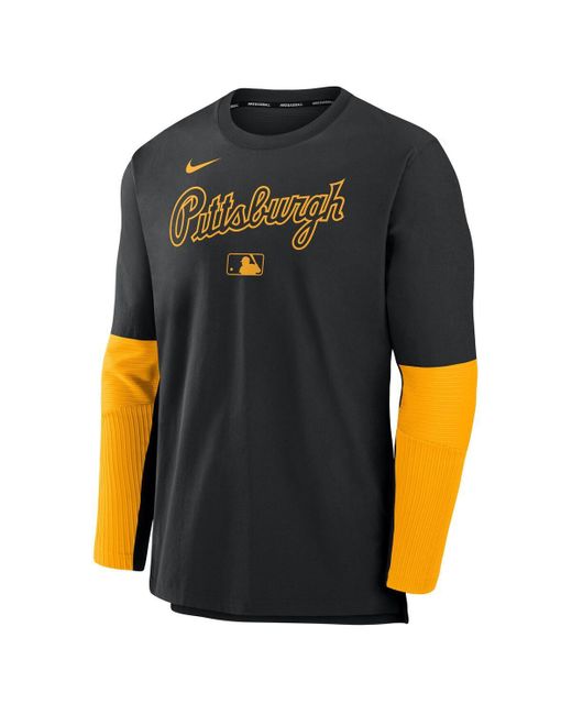 Nike Blue Black/gold Pittsburgh Pirates Authentic Collection Lightweight Player Tri-blend Performance Pullover Sweatshirt for men