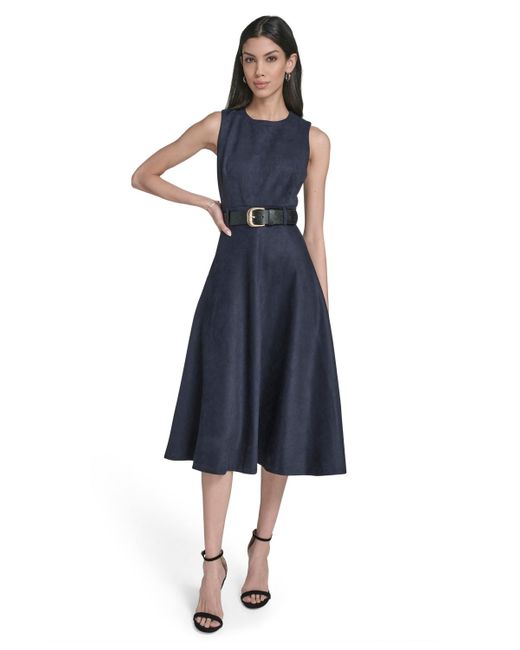Calvin Klein Blue Belted Midi Dress