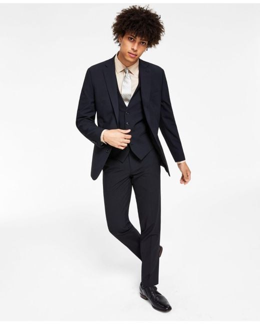 Bar Iii Slimfit Solid Wool Suit Separates, Created For Macy's in Blue
