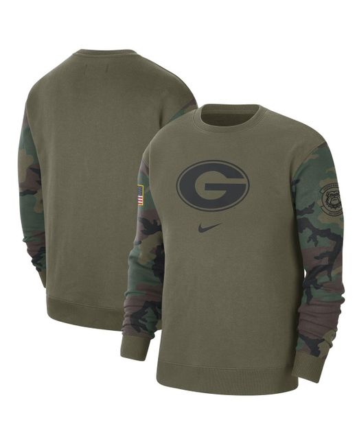 Nike Green Georgia Bulldogs Military-inspired Pack Club Pullover Sweatshirt for men