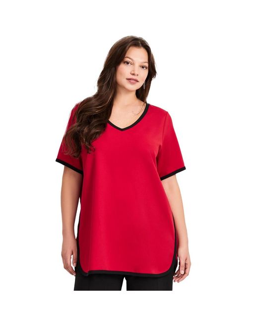 Avenue Red Contrast Top