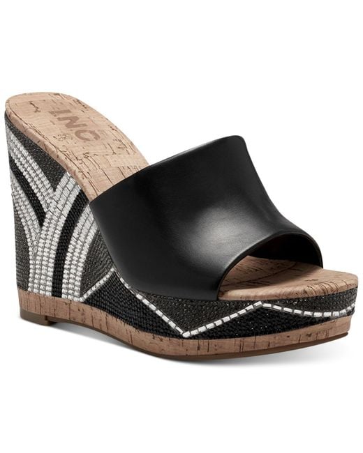 INC International Concepts Black Cadie Bling Wedge Sandals, Created For Macy's