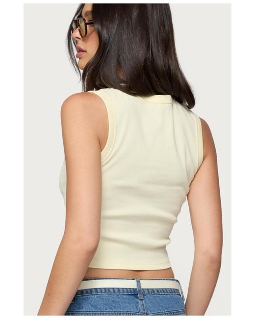 Edikted Natural Basel Button Up Tank Top