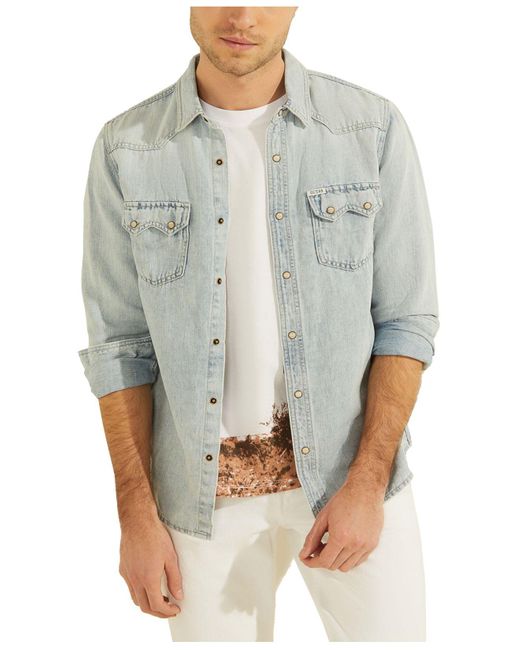 guess denim shirt mens|OFF 69 