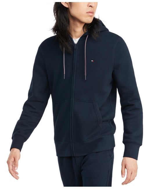 Tommy Hilfiger Blue Plains Hoodie Zip-up Sweatshirt for men