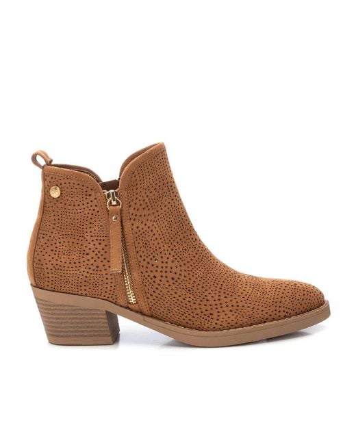 Xti Brown Suede Ankle Booties By