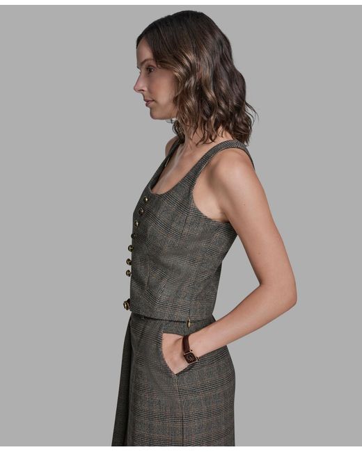 BCBGMAXAZRIA Gray Button-front Sleeveless Vest