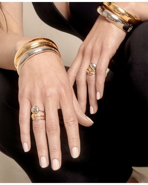 Ettika White Polished Stacking Pebble Ring Set